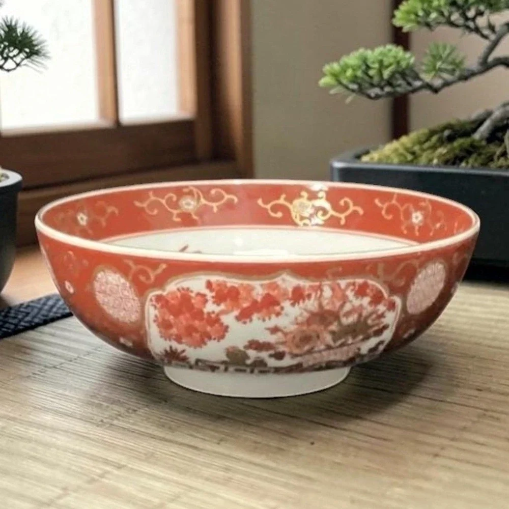 Imari Japan Vegetable Bowl, Vintage Hand Painted Floral &‎ Birds, Serving Dish